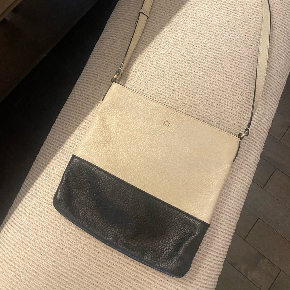 Kate Spade Leather Crossbody Purse (black/cream)